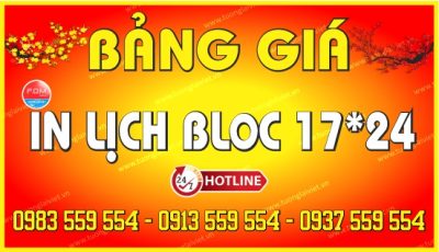 Bảng giá Lịch Bloc Khổ Đại 17x24