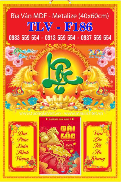 Bìa lịch gắn bloc Chữ Lộc