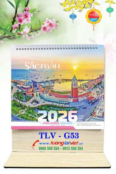 In Lịch gỗ để bàn Sắc Màu Quê Hương