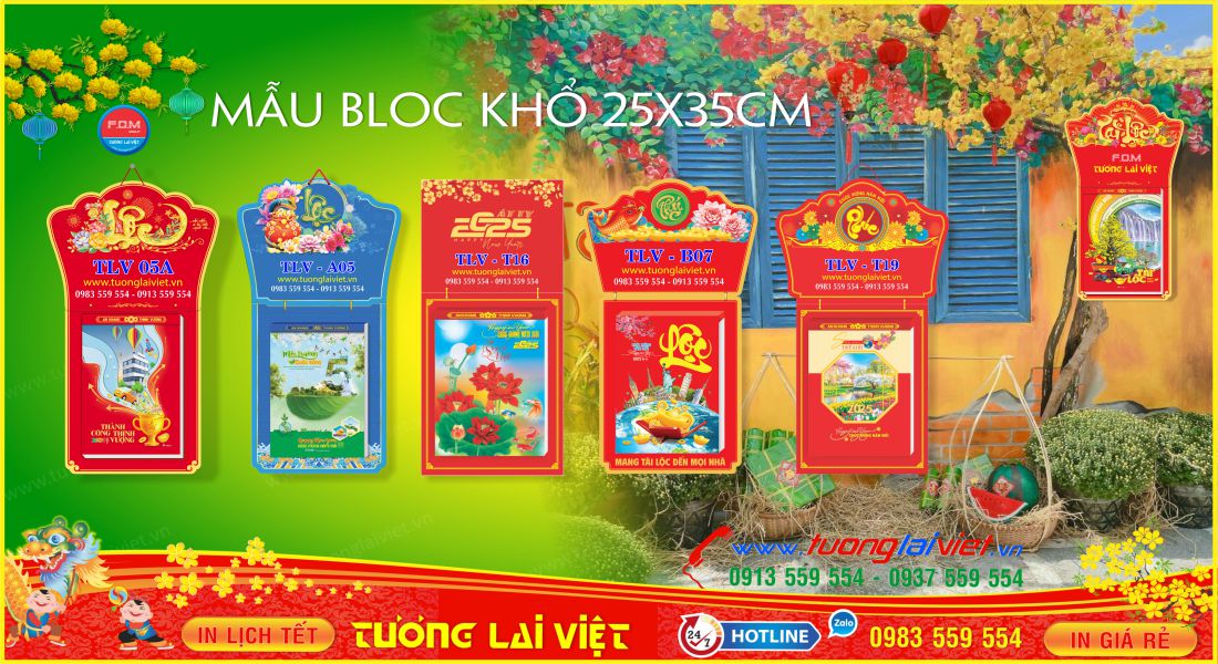Mẫu Lịch Bloc Cực Đại 25x35